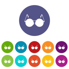 Glasses for blind set icons in different colors isolated on white background