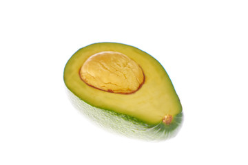 Isolated avocado with one half and seed