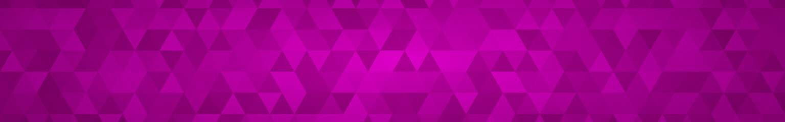 Abstract horizontal banner or background of small triangles in purple colors.