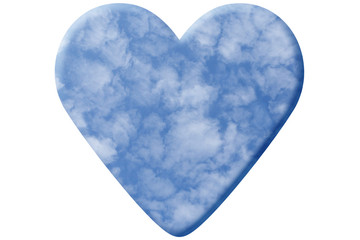 Fototapeta premium heart made of cloudy sky isolated on white