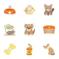 Veterinary things icons set. Cartoon illustration of 9 veterinary things vector icons for web