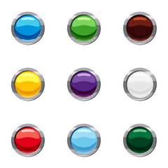 Buttons for website icons set. Cartoon illustration of 9 buttons for website vector icons for web