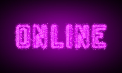 Obraz premium ONLINE - pink glowing text at night on black background