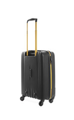 Black suitcase for travelling on white background