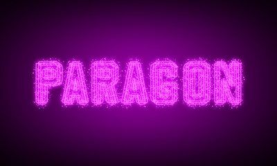 PARAGON - pink glowing text at night on black background
