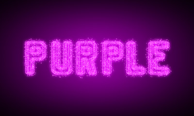 PURPLE - pink glowing text at night on black background