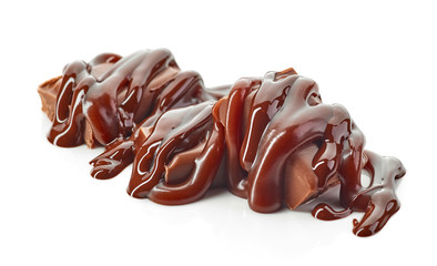 chocolate pieces covered with melted chocolate