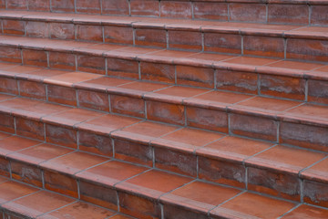 stairs, terracotta tiles - terracotta tiled stairway closeup
