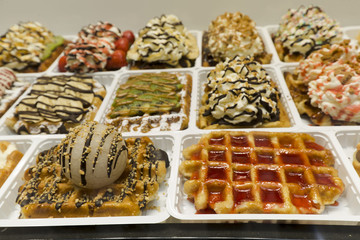 Sweets in a showcase of a Brussels