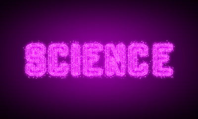Obraz premium SCIENCE - pink glowing text at night on black background