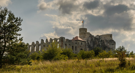 Ruined walls of Rabsztyn Castle in Rabsztyn village, Poland