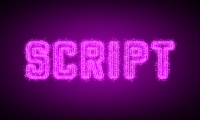 SCRIPT - pink glowing text at night on black background