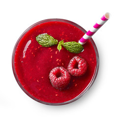 Glass of raspberry smoothie