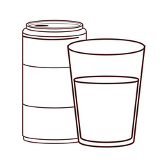 Soda can and water glass