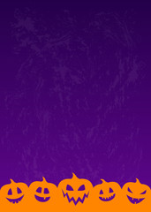 Halloween background with funny silhouettes of pumpkins. Vector.