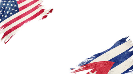 Flags of USA and Cuba on white background © allexxandarx