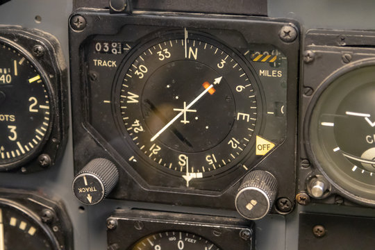 Inside Cockpit Instrumentation, Flight, Plane, Closeup