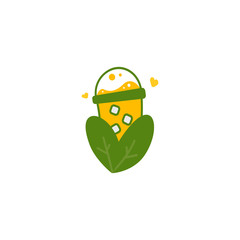 Obraz premium Yellow juice sweet corn drink nature logo icon illustration symbol