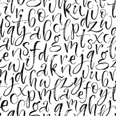 Seamless pattern with hand drawn alphabet letters. Modern brush calligraphy. Vector illustration.