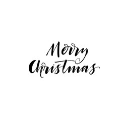 Merry Christmas postcard. Modern brush calligraphy. Vector illustration.