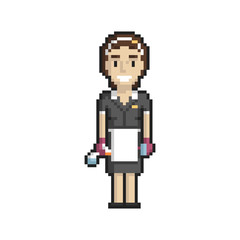 Maid pixel art on white background. Vector illustration.
