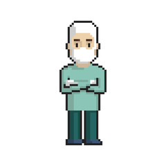 Surgeon pixel art on white background. Vector illustration.