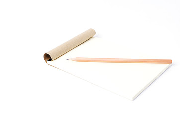 Pencil and notepad Isolated on white background