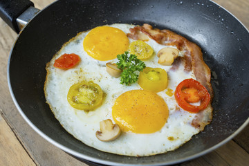 English Breakfast in fry pan