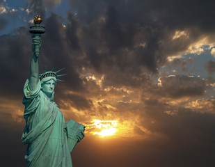 The Statue of Liberty at sunrise