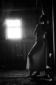 Silhouette of a girl black and white photo
