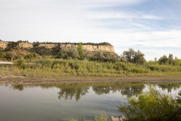 Montana rimrock mountains and Yellowstone river.