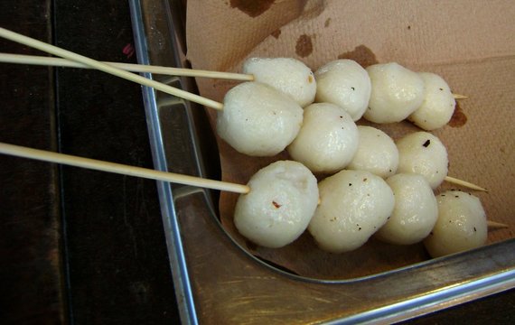 Fish balls on sticks are very popular street food favorites in the Philippines and other East Asian countries. 