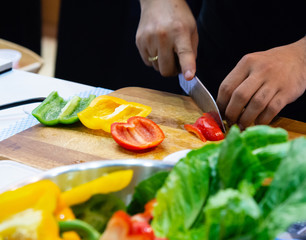 Chef preparing food, meal, in the kitchen, chef cooking, Chef decorating dish, closeup, .chef at work.