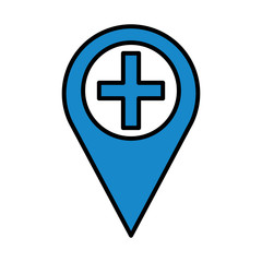 Obraz premium pin location with medical cross