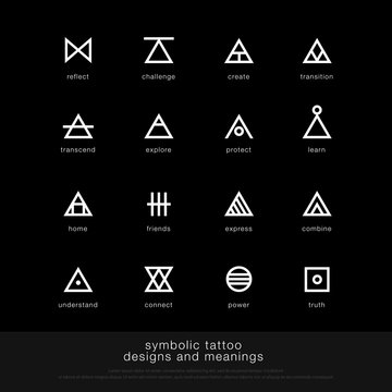 symbolic tattoo design and meaning. minimalist graphic tattoo icon symbol graphic design template. vector illustration
