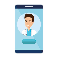 medical doctor in smartphone avatar character
