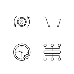 business simple outlined icons set