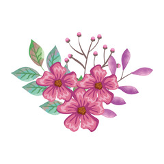 flowers and leafs decorative icon