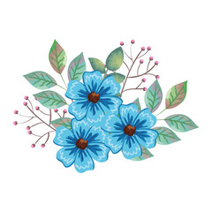 flowers and leafs decorative icon