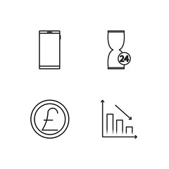 business simple outlined icons set