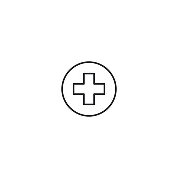 Medical health hospital symbol vector line art icon black on white background cannabis marijuana industry business symbols