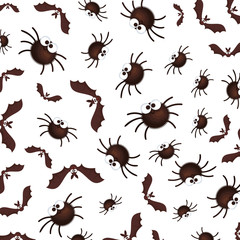 happy halloween spiders and bats pattern