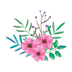 flowers and leafs decorative icon