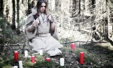 Fairy magician. A sorcerer with a glass sphere, a magical spell 