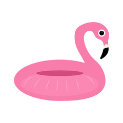 Saving circle, pink flamingo flat vector illustration.