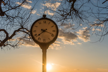 Clock at Sunset and Cloudscape at San Marco di Castellabate Italy