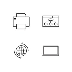 business simple outlined icons set