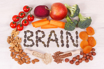 Inscription brain and best nutritious natural food for health and good memory