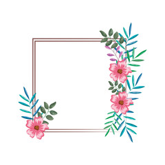 flowers and leafs decorative elegant frame