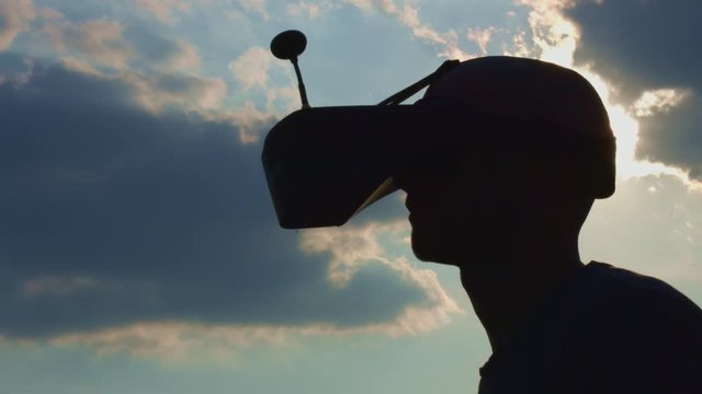 FPV Drone Pilot With VR Headset